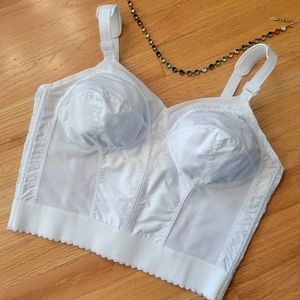 VTG Style Exquisite Form 40B White Longline Bra Bustier Pinup Style
